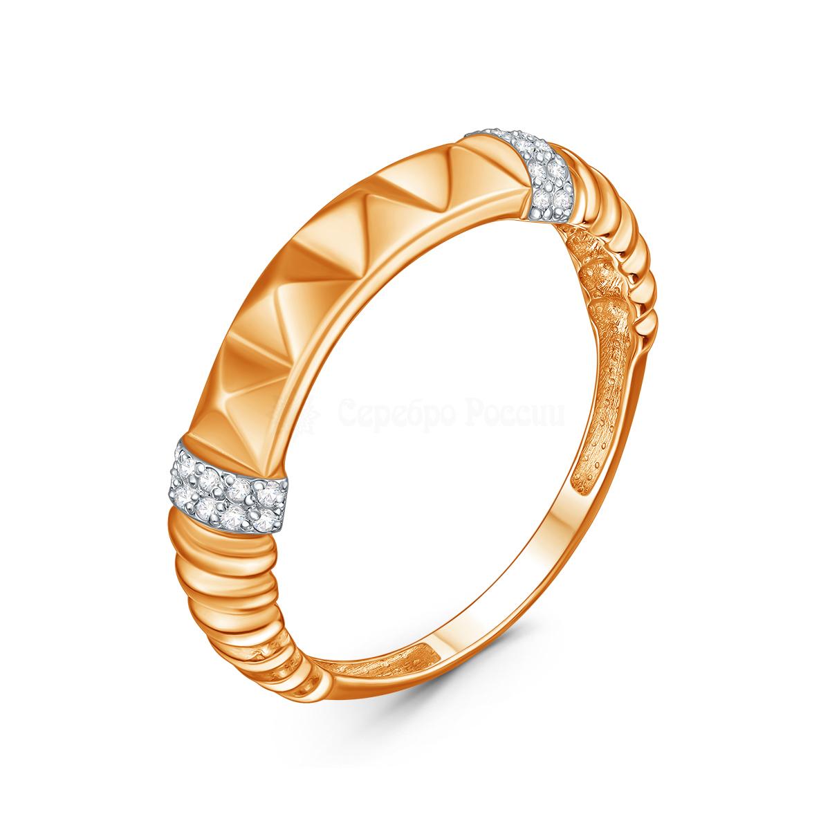 Кольцо из золочёного серебра с фианитами и родированием 05-301-0246-01 05-301-0246-01