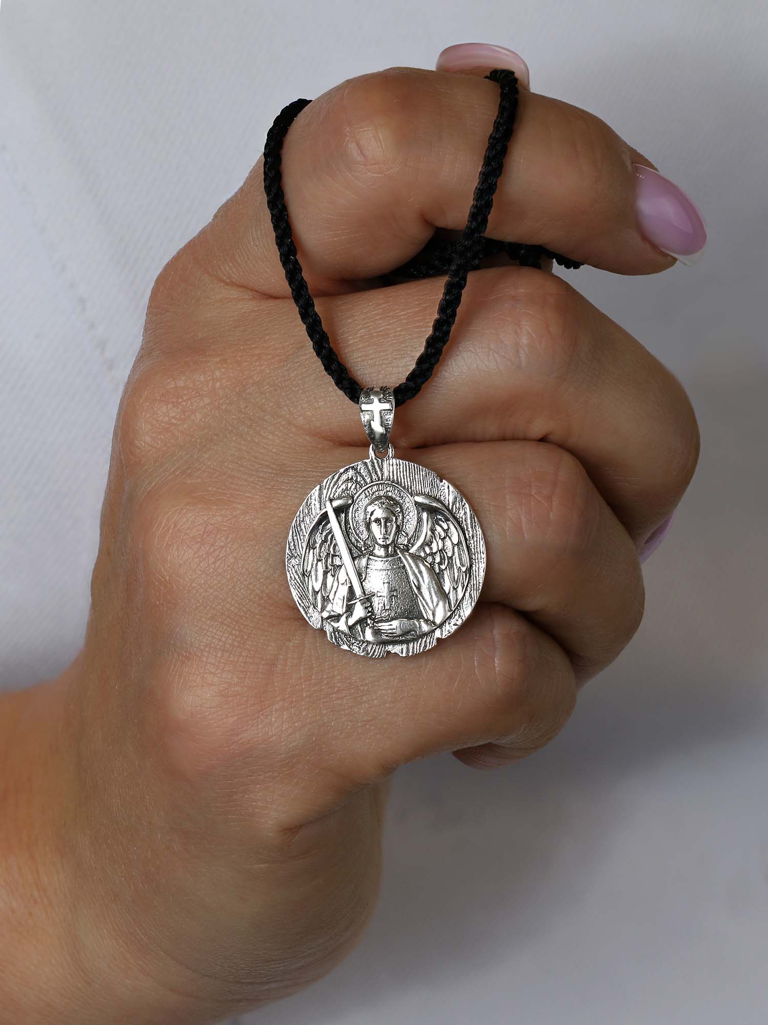 Подвеска из чернёного серебра - Архангел Михаил