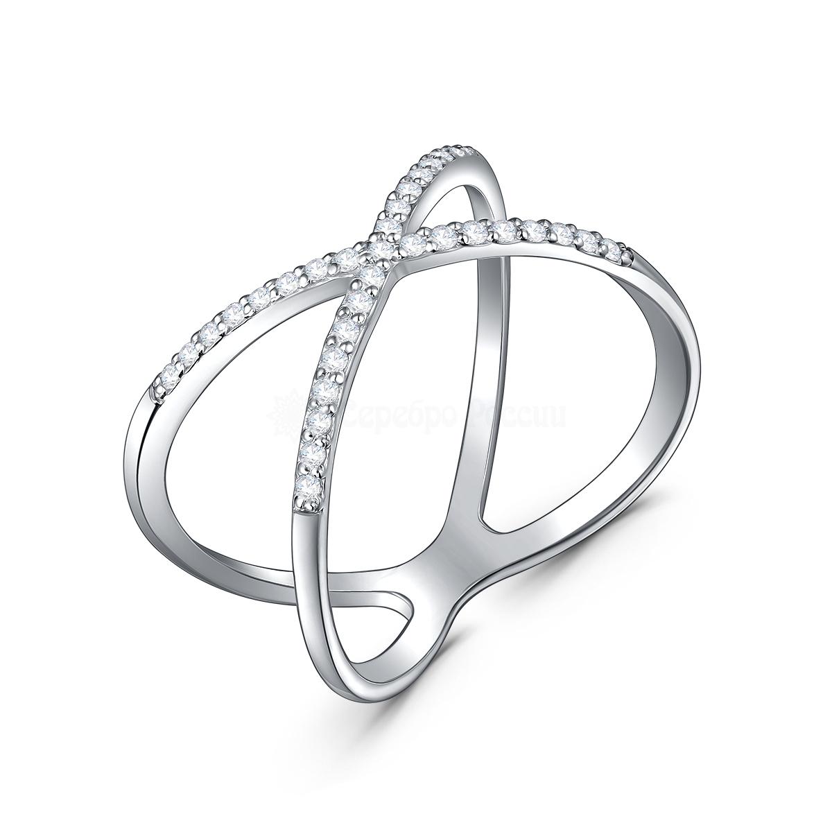 Кольцо из серебра с фианитами родированное 04-301-0020 04-301-0020
