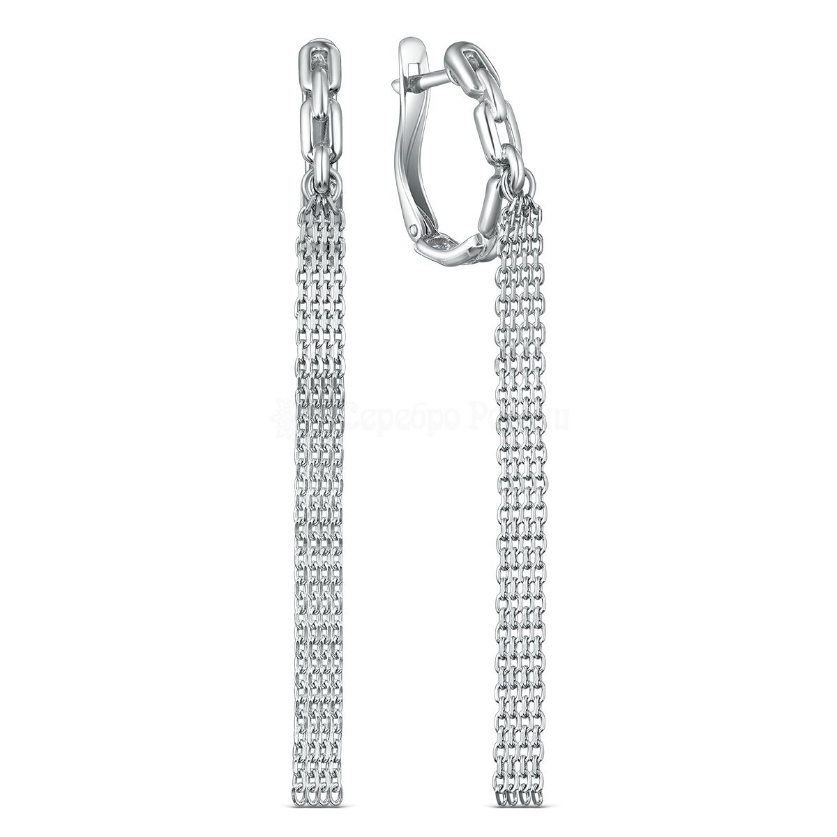 Серьги с цепями из серебра родированные 420-10-794р 420-10-794р