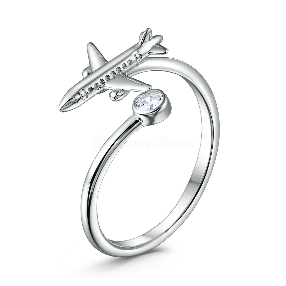 Кольцо из серебра с фианитом родированное - Самолёт 411-10-737р 411-10-737р