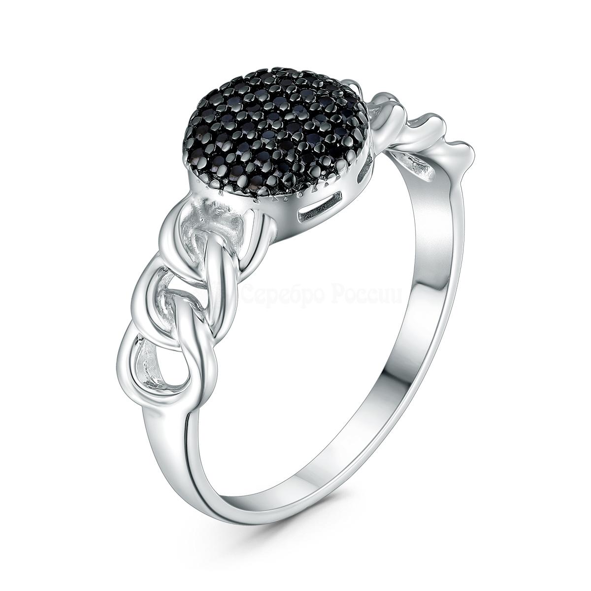 Кольцо из серебра с чёрной шпинелью родированное к150107рч416 к150107рч416