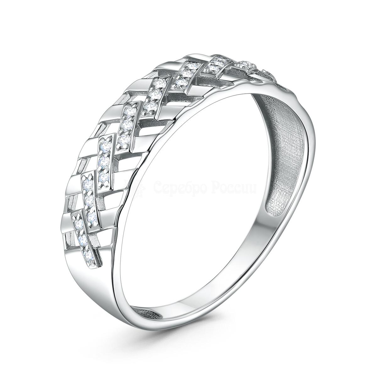 Кольцо из серебра с фианитами родированное 3101018589