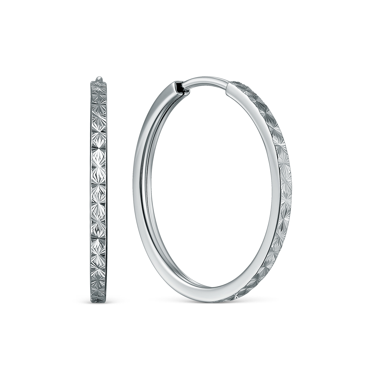 Серьги-конго из серебра родированные - диаметр 2 см