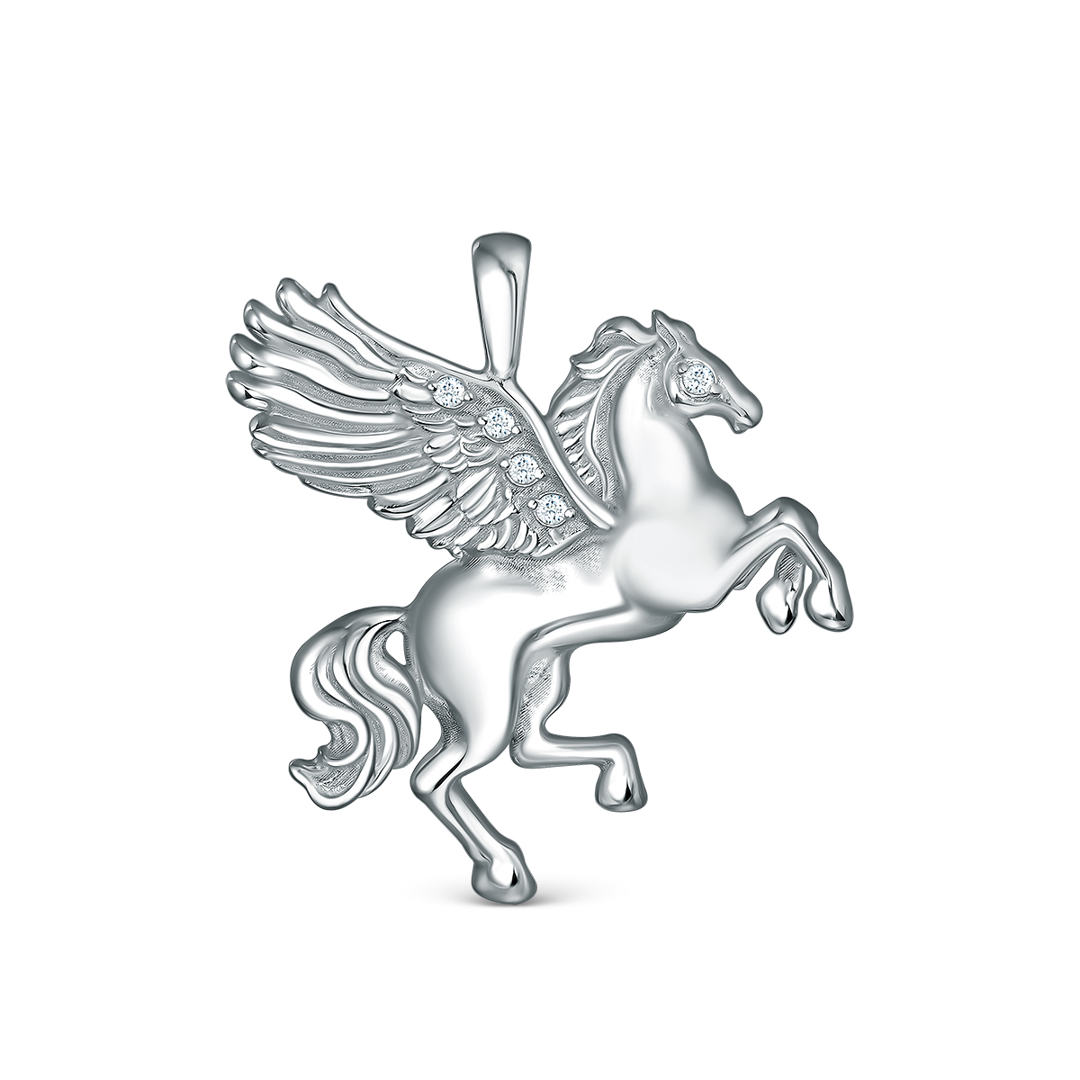 Подвеска из серебра с фианитами родированная - Пегас 231-10-329р