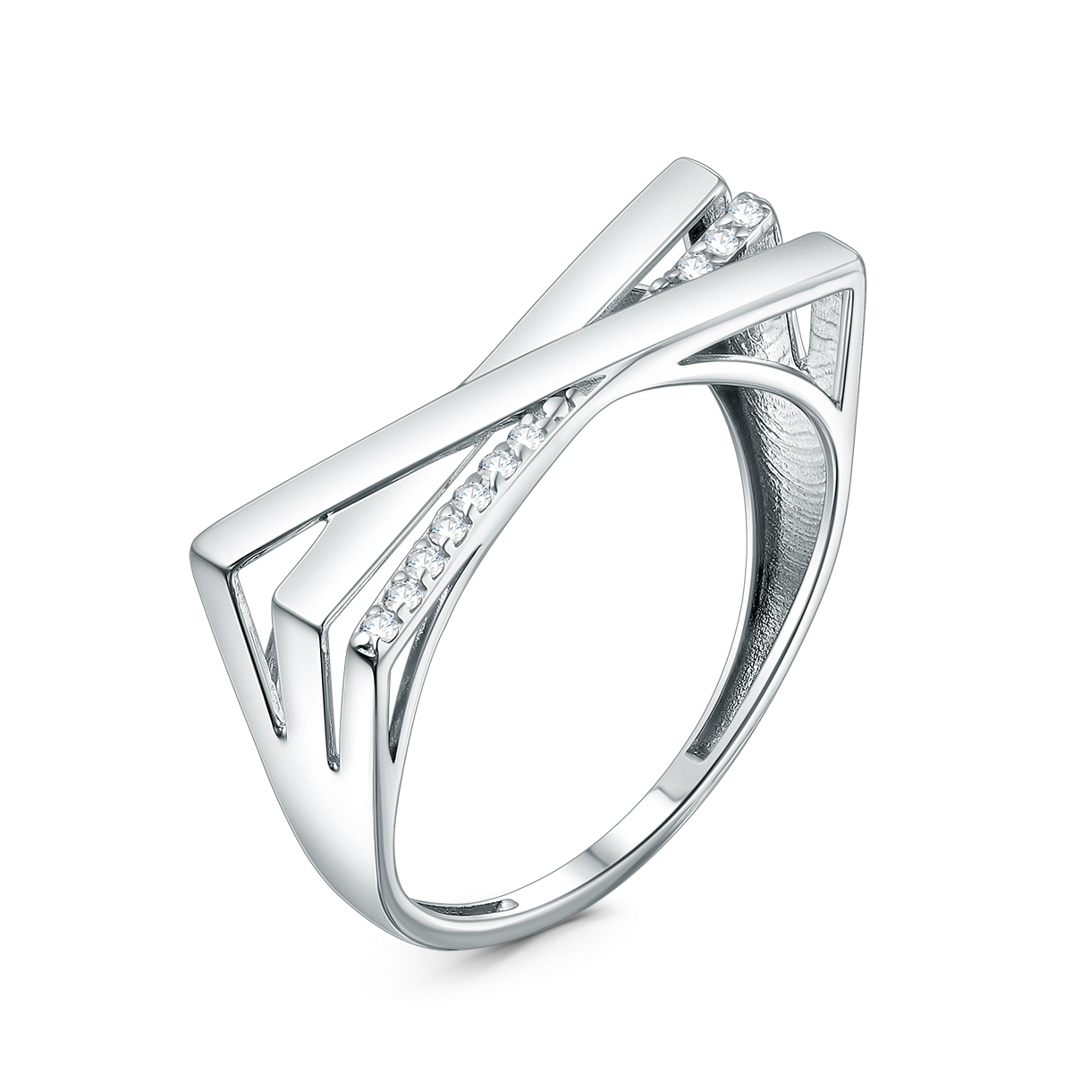 Кольцо из серебра с фианитами родированное к-4930-р