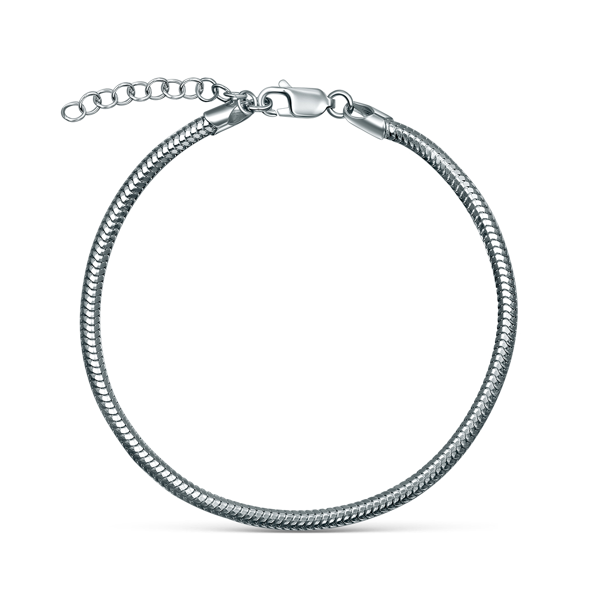 Браслет для шармов из серебра родированный - Плетение змейка, 19 см 2108R300L19+