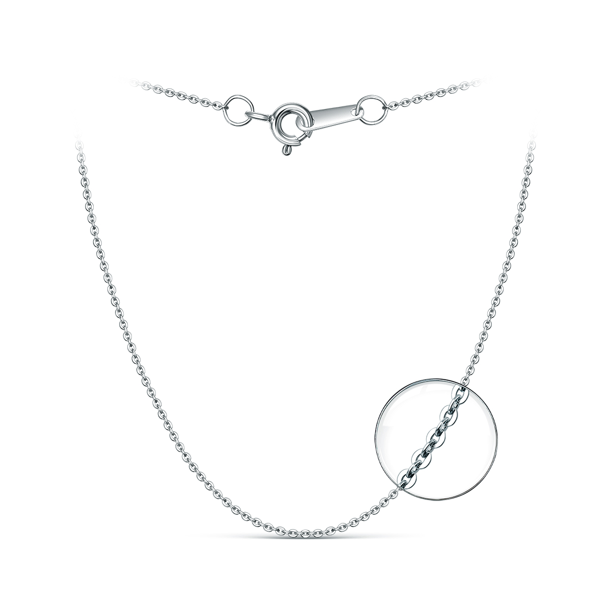 Цепь из серебра родированная - Бриль, 40 см Р203025